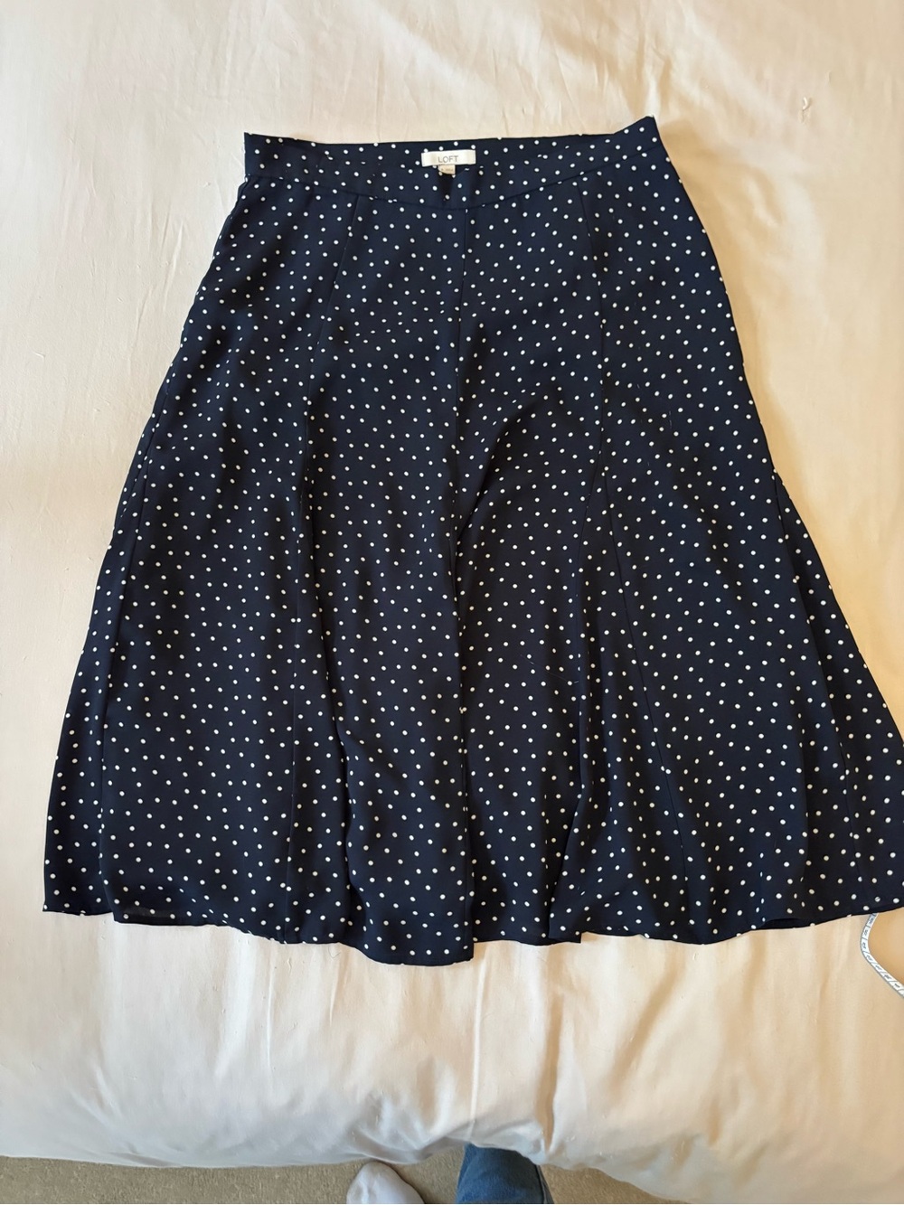 Loft Polka Dot Navy A-Line Skirt